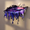 Starry Purple Blue Wall Decor with Hole Design and Glittery Dripping Elements