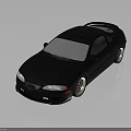 Black Two Door Sports Car With Rear Spoiler Silver Wheels Sleek Body Grey Background Reflection