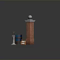 Iron Gate Entrance With Brick Pillars Stone Balls And Gravel Ground