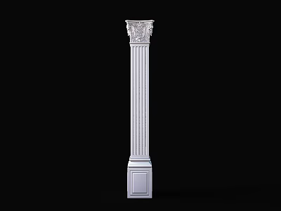 Classical White Roman Column With Ornate Decorative Capital And Architectural Design Elements 3d model