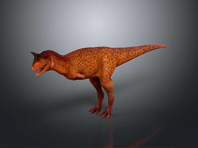 Realistic Brown Spotted Dinosaur Standing in 3D Render with Gray Studio Background 3d model