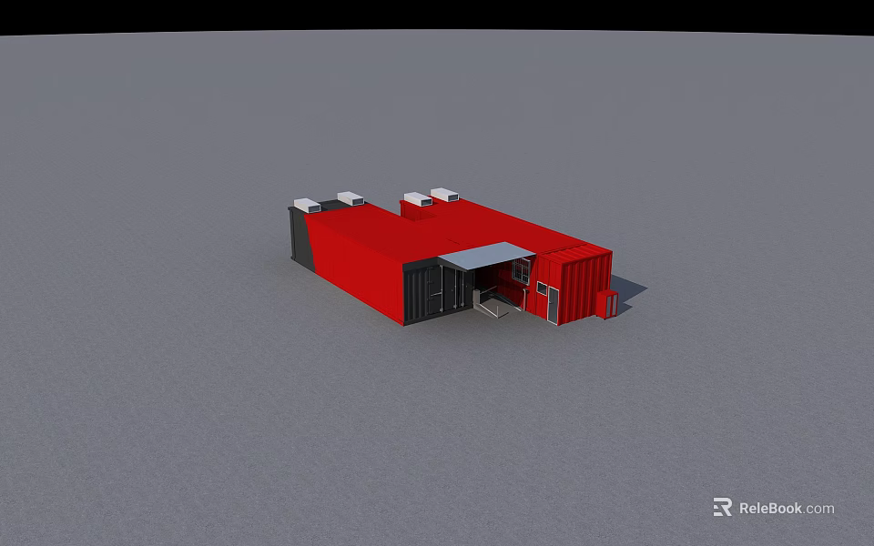 Red And Black Container Style Charging Station With Multiple Charging Ports And Entrance 3d model 