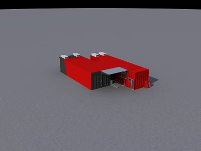 Red And Black Container Style Charging Station With Multiple Charging Ports And Entrance 3d model
