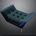 Modern Teal Tufted Lounge Chair With Unique Shape And Wooden Legs