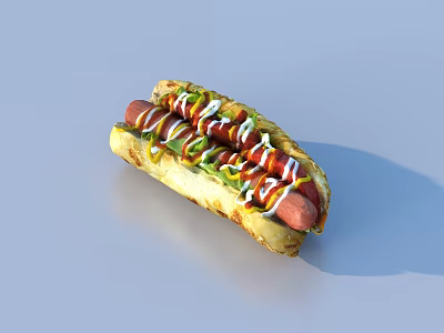 Food Ham Hot Dog 3d model Food Ham Hot Dog 3d model