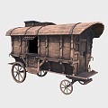 Vintage Carriage Medieval Wagon Wooden Car 3d model