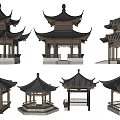 Traditional Chinese Landscape Pavilion With Classic Roof Wooden Structure And Various Designs
