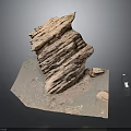 Detailed 3D Rock Model Display With Textured Base Small Stones And Label