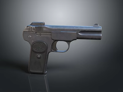 Detailed Showcase Of Vintage Black Metal Pistol With Textured Grip And Classic Design 3d model