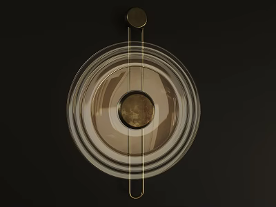 Modern Wall Lamp with Layered Glass Shade and Metal Frame Mounted on Dark Background 3d model