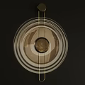 Modern Wall Lamp with Layered Glass Shade and Metal Frame Mounted on Dark Background