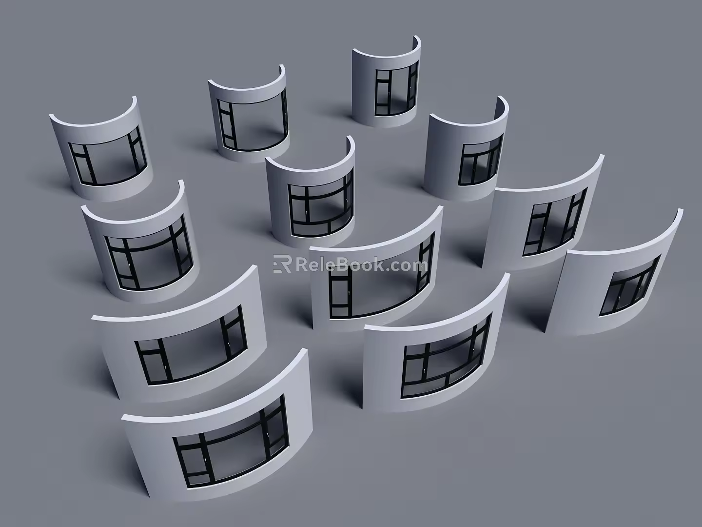 Curved window casement window aluminum alloy window broken bridge aluminum window curved aluminum alloy window radian adjustable window 3d model