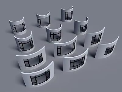 Arched White Casement Windows In Multiple Designs For Home Interior With Modern Frames 3d model