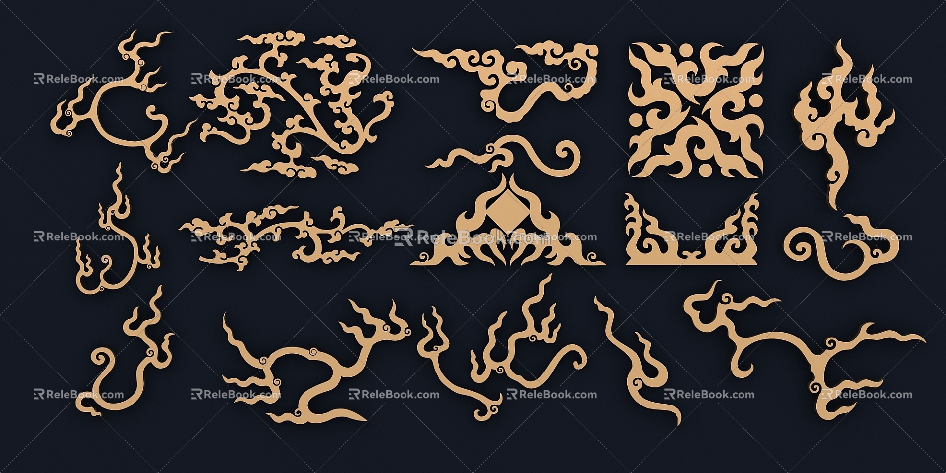 New Chinese style fire pattern 3d model