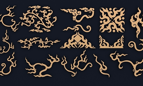 New Chinese style fire pattern 3d model