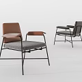 Modern Leisure Chair Design With Metal Frame Fabric Seat And Stylish Armrests