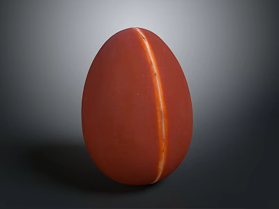 Red Egg Shaped Food With White Vertical Line In Center 3d model