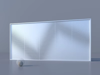 Modern White Wall Panel with Perforated Dot Pattern and Decorative Ball Accent 3d model