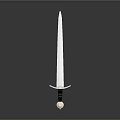 Silver Decorative Sword With Sharp Blade And Intricate Hilt On Dark Surface