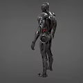 Futuristic Sci Fi Robot Character With Metallic Armor And Red Chest Accents
