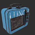 Blue Vintage Lunch Box Shaped Portable Speaker With Retro Design And LUNCH Lettering