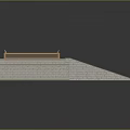 Ancient Architectural Scenery Featuring Square Platform Red Tiled Roof Golden Edge And Gray Stone Ramp