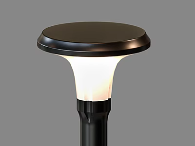 Black Outdoor Garden Path Light With White Illuminated Shade For Lawn Decoration 3d model