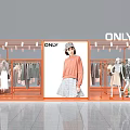 ONLY Clothing Store Interior Featuring Orange Frame Arched Design Mannequins And Clothes