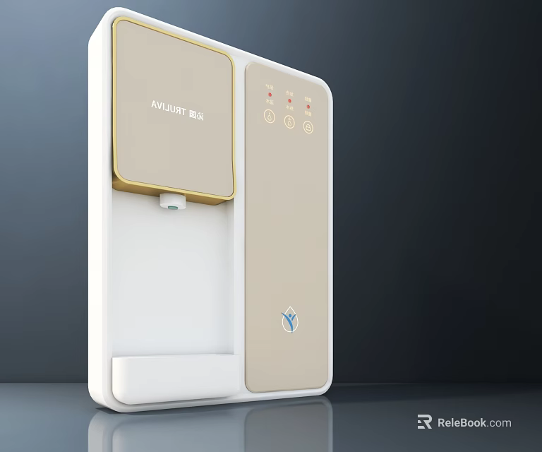 HUANR Modern Water Dispenser With White And Gold Design For Daily Use 3d model 