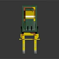 Yellow and Green Forklift with Front Forks Mechanical Frame and Cabin