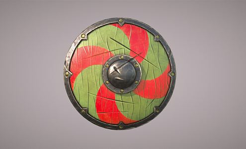 Modern Shield Wooden Painted Shield 3d model