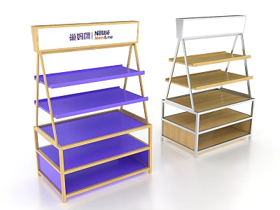 NANJIREN Display Shelves With Metal Frame And Blue Wooden Storage Layers 3d model