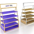 NANJIREN Display Shelves With Metal Frame And Blue Wooden Storage Layers