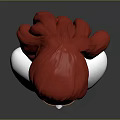 Game Movie Character Head with Red Long Hair and Green Eyes