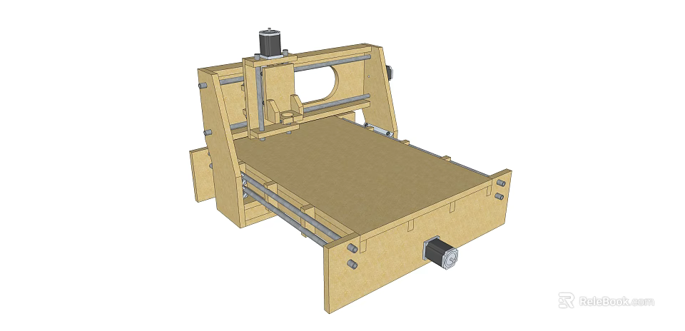 Industrial CNC Equipment With Metal Frame Worktable Slide Rails And Motor 3d model 