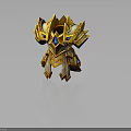 Golden Ornate Mechanical Armor With Blue Gems Spiked Geometric Design