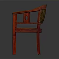Leisure Chair With Red Frame Armrests And Green Striped Woven Seat Backrest Design