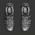 Stylish Gray Sporty Sneakers with Reflective Details Lace-Up Design Thick Sole and Trendy Look
