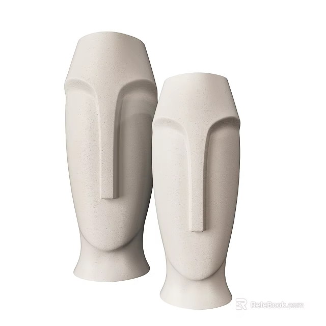 Modern White Abstract Face Shaped Decorative Ornament Set For Home Decoration 3d model 