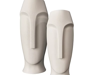 Modern White Abstract Face Shaped Decorative Ornament Set For Home Decoration 3d model