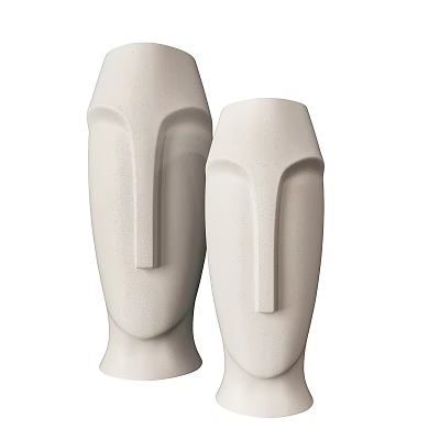 Modern White Abstract Face Shaped Decorative Ornament Set For Home Decoration 3d model