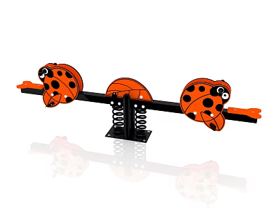 Kids Playground Equipment With Ladybug Shaped Seats And Spring Base For Outdoor Fun 3d model