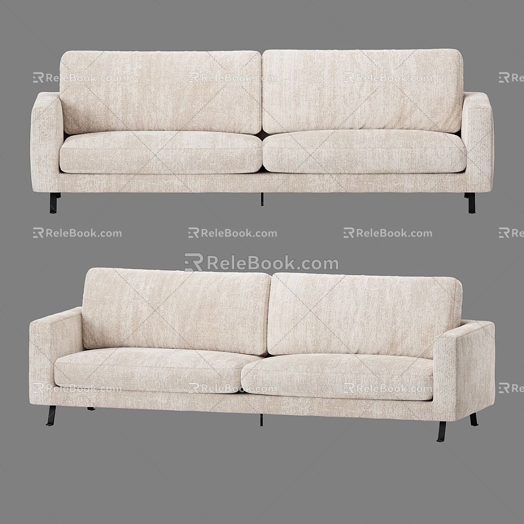 Simple Double Sofa Double Sofa Simple Sofa Grey Sofa Living Room Sofa 3d model