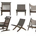 Various Stylish Wooden Frame Leisure Chairs With Woven Backrests And Comfortable Seats