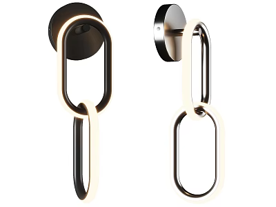 Modern Wall Lamps With Sleek Chain Link Design And LED Lighting In Black Silver 3d model