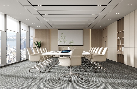 Modern Meeting Room Conference Table and Chair Office Chair Conference Long Table 3d model