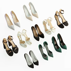 Modern High Heel Leather Shoes 3d model