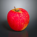 Fresh Red Apple with Yellow Specks and Stem on Dark Shiny Background 3d model
