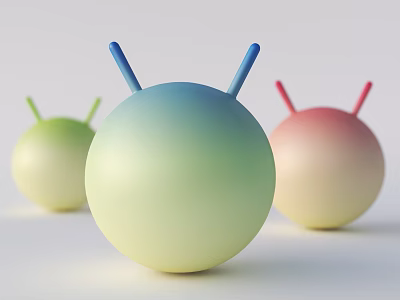 Colorful Gradient Sports Equipment Balls With Antenna Shaped Handles For Training 3d model