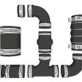 Various Industrial Metal Pipe Fittings Including Elbows Couplings Joints And Corrugated Sections